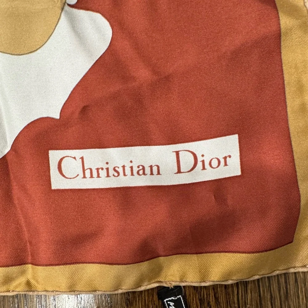 Vintage Christian Dior Blue Silk Scarf Floral 30